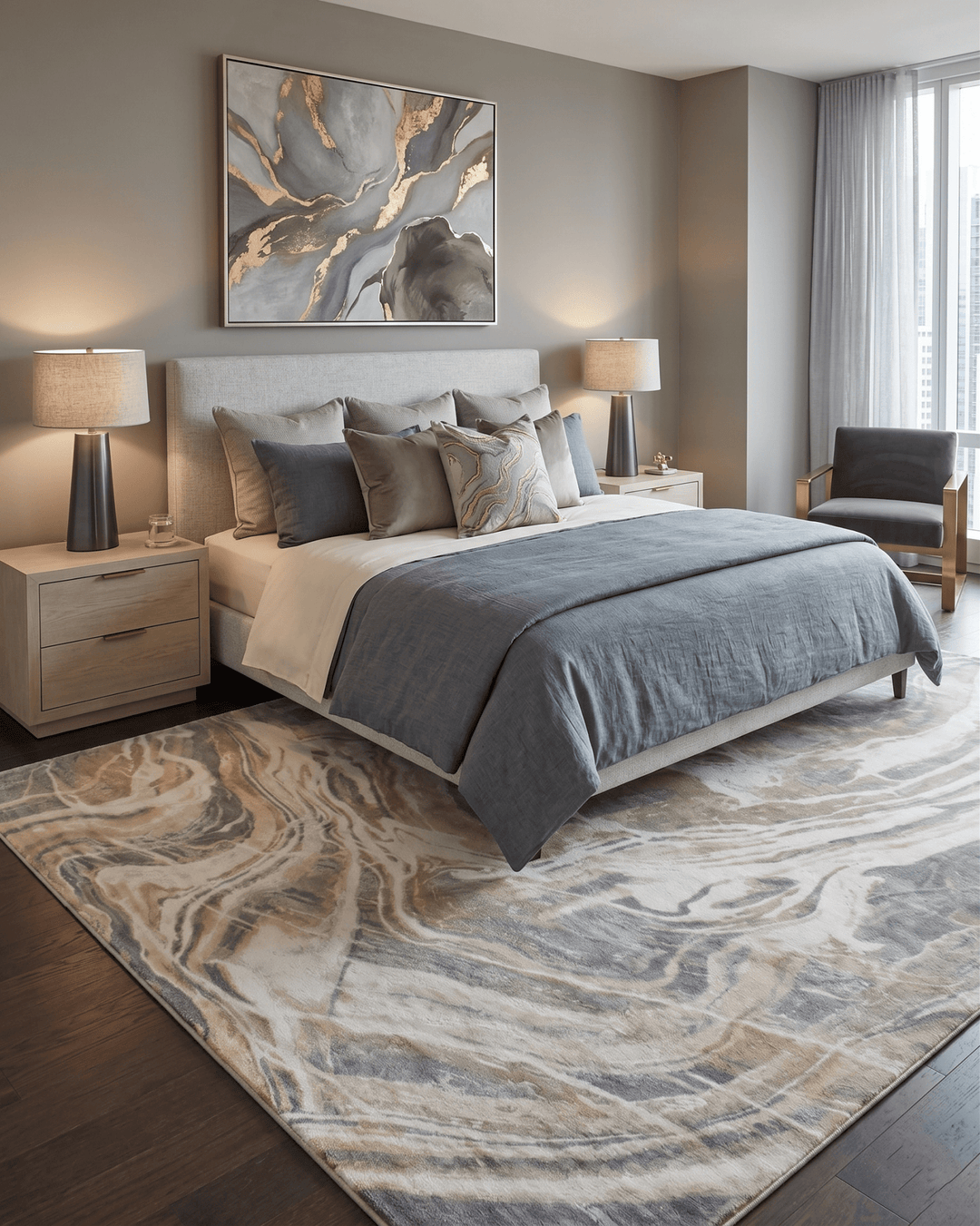 Modern Abstract Beige And Gray Hand Loom 8x10 Wool Rug - The Rug Decor