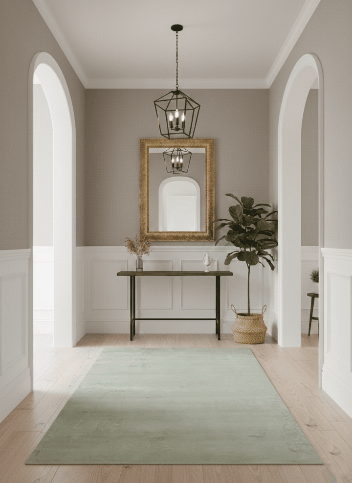 Modern Abstract Beige and Silver Hand loom 5x8 wool and Art Silk Area Rug - The Rug Decor