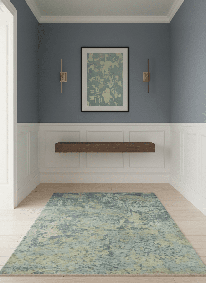 Modern Abstract Beige, Gray and Silver Hand loom 5x8 Wool and Viscose Area Rug - The Rug Decor