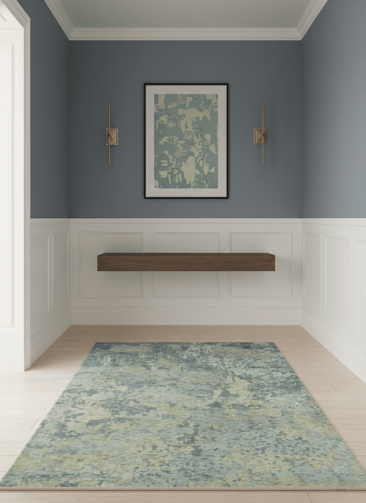 Modern Abstract Beige, Gray and Silver Hand loom 5x8 Wool and Viscose Area Rug - The Rug Decor