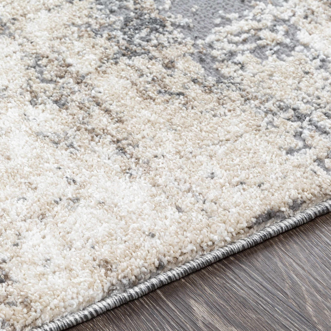 Modern Abstract Beige, Ivory and Gray High low texture Area Rug - The Rug Decor