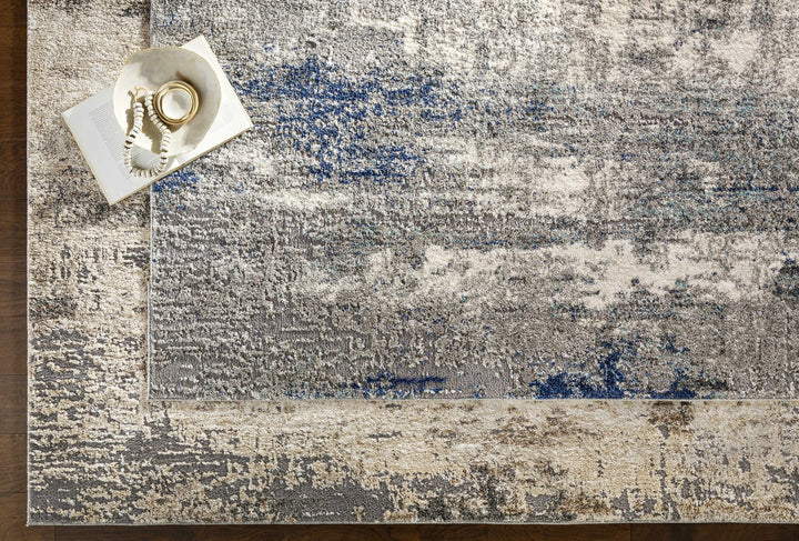 Modern Abstract Beige, Ivory and Gray High low texture Area Rug - The Rug Decor