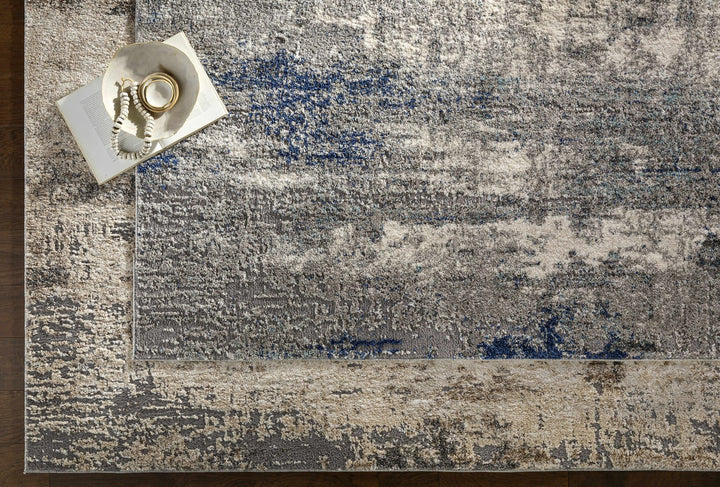 Modern Abstract Beige, Ivory and Gray High low texture Area Rug - The Rug Decor