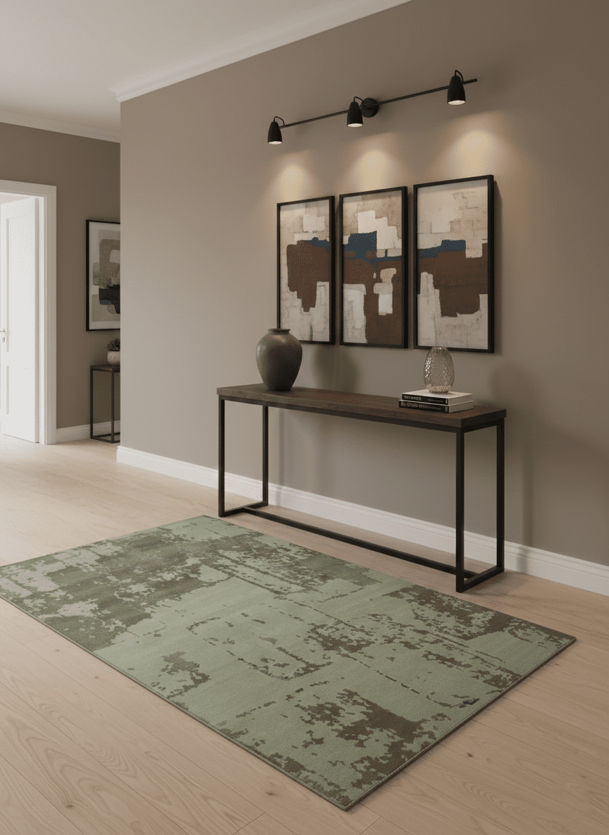 Modern abstract Beige, Olive and Gray 6x9 Hand Knotted Wool and Art Silk Area Rug - The Rug Decor