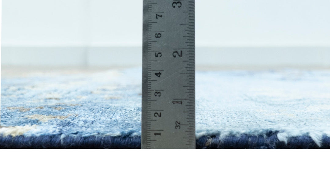 Modern Abstract Blue And Beige 4x6 Hand Knotted Bamboo Silk Rug - The Rug Decor