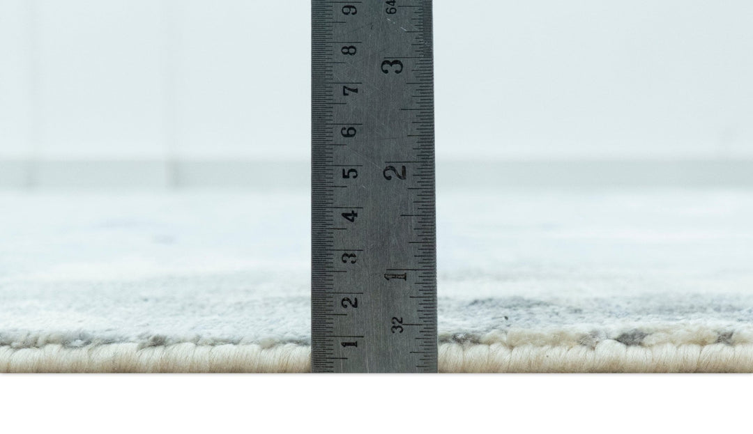 Modern Abstract Blue And Ivory Hand Knotted Wool Area Rug - The Rug Decor