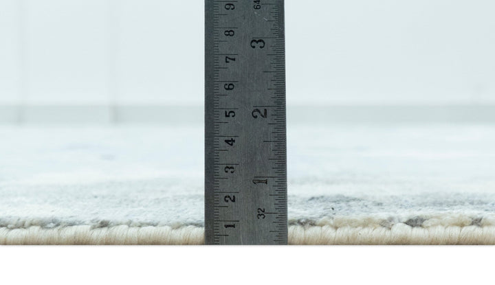 Modern Abstract Blue And Ivory Hand Knotted Wool Area Rug - The Rug Decor