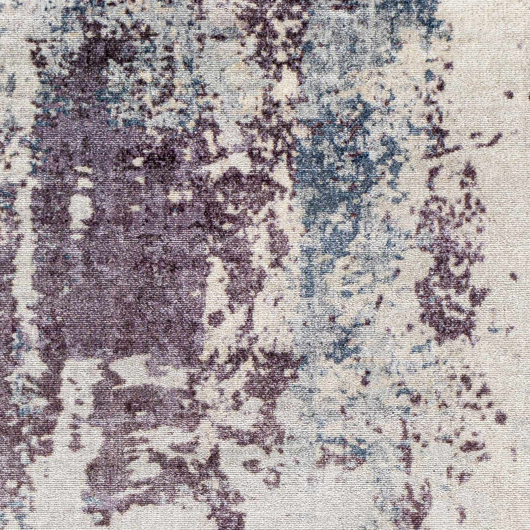 Modern Abstract Dark Purple, Beige and Blue Washable Area Rug - The Rug Decor