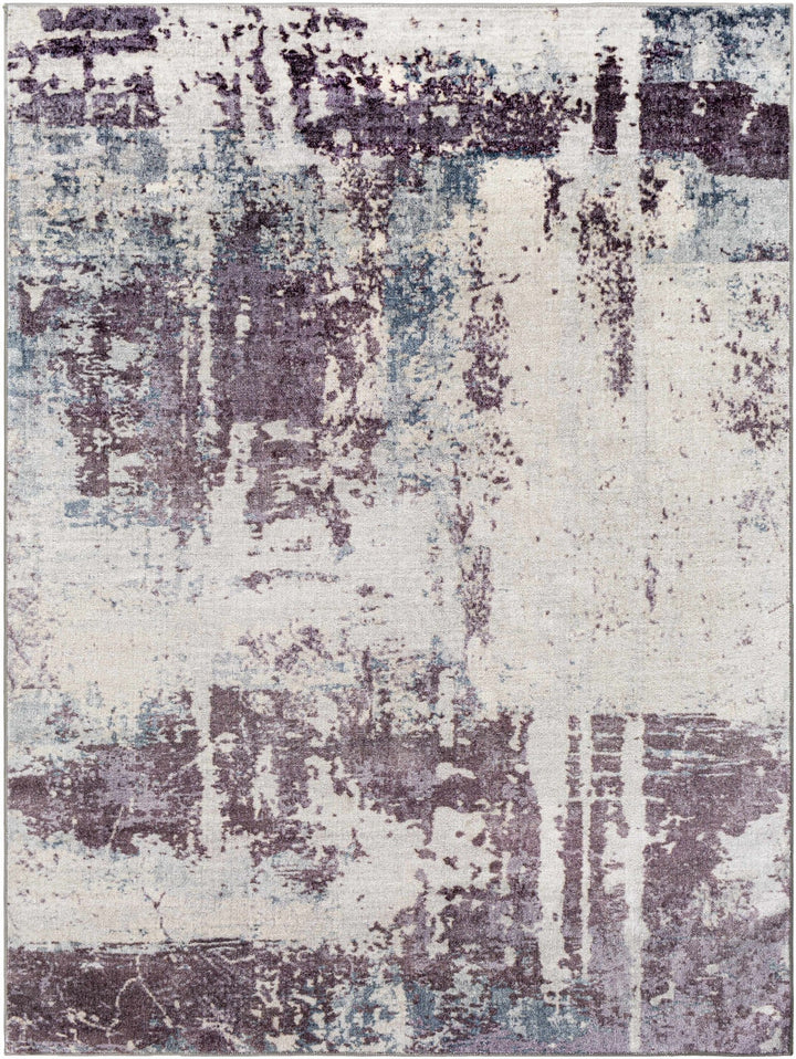 Modern Abstract Dark Purple, Beige and Blue Washable Area Rug - The Rug Decor