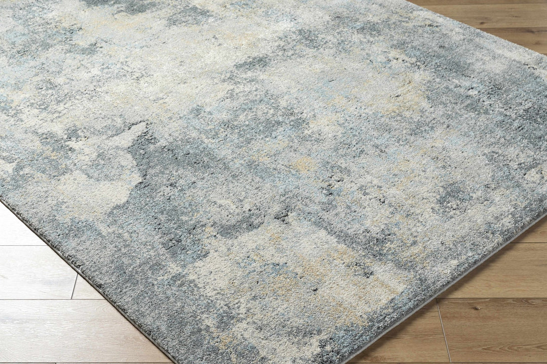 Modern Abstract Design Beige And Blue Machine Woven Rug - The Rug Decor