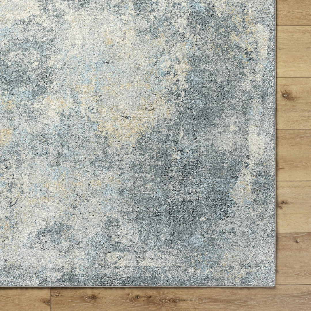 Modern Abstract Design Beige And Blue Machine Woven Rug - The Rug Decor