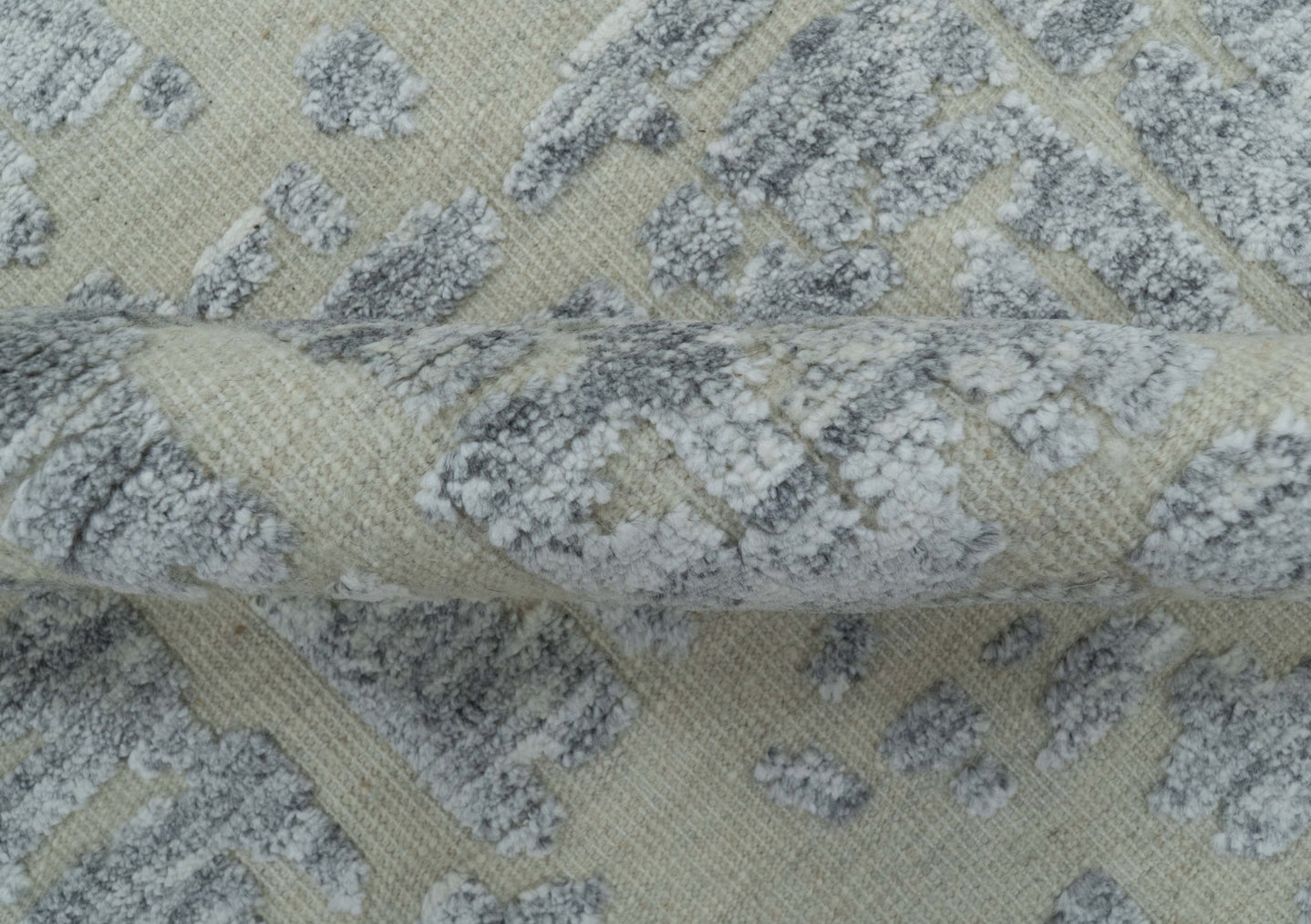 Modern Abstract Design Beige And Gay 8x10 Hand Knotted Wool Area Rug - The Rug Decor