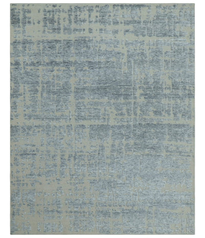 Modern Abstract Design Beige And Gay 8x10 Hand Knotted Wool Area Rug - The Rug Decor