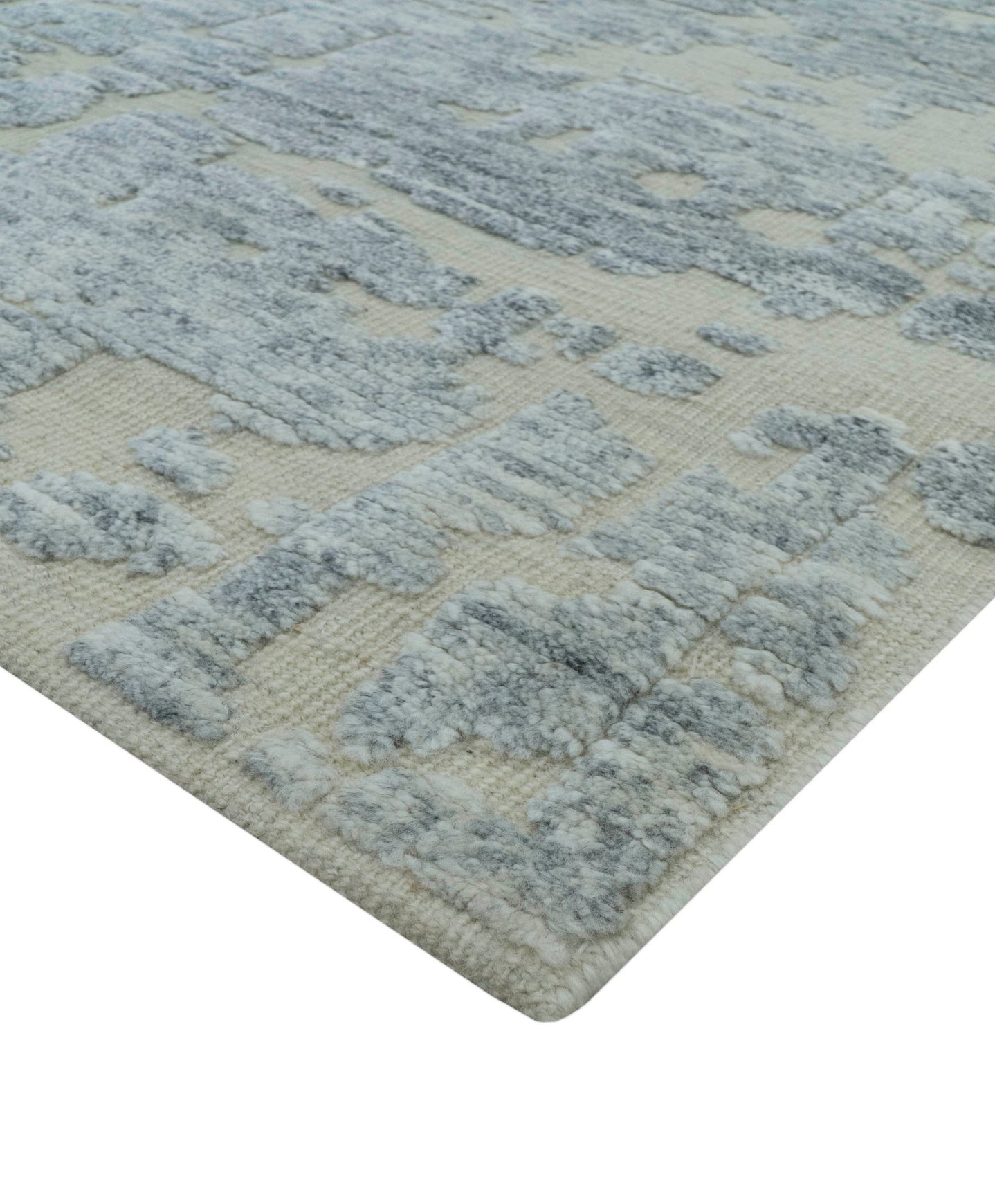 Modern Abstract Design Beige And Gay 8x10 Hand Knotted Wool Area Rug - The Rug Decor