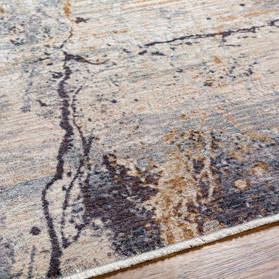 Modern Abstract Design Beige And gray Machine Woven Rug - The Rug Decor