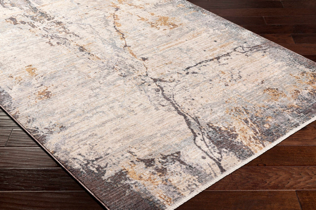 Modern Abstract Design Beige And gray Machine Woven Rug - The Rug Decor