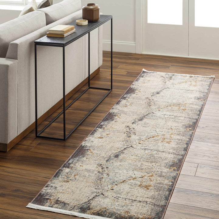 Modern Abstract Design Beige And gray Machine Woven Rug - The Rug Decor
