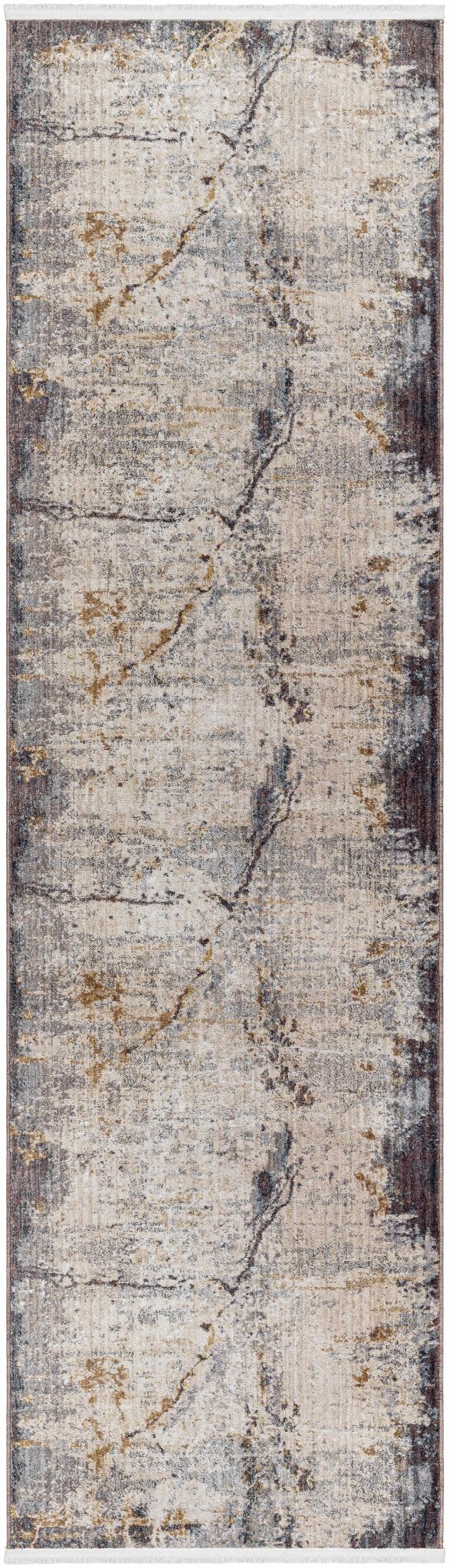 Modern Abstract Design Beige And gray Machine Woven Rug - The Rug Decor