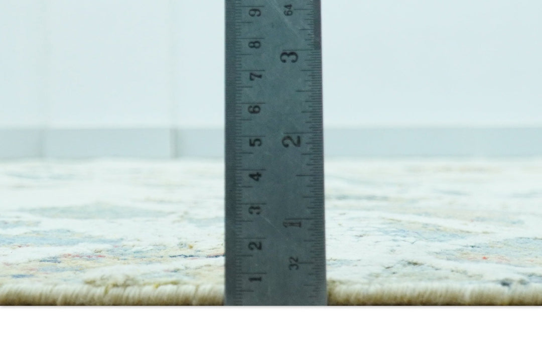 Modern Abstract Design Blue And Beige Hand Knotted 8x10 Wool And Real Silk Area Rug - The Rug Decor