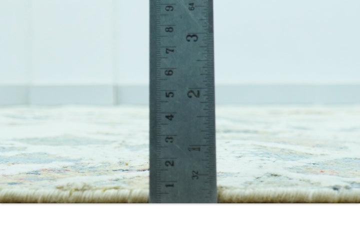 Modern Abstract Design Blue And Beige Hand Knotted 8x10 Wool And Real Silk Area Rug - The Rug Decor