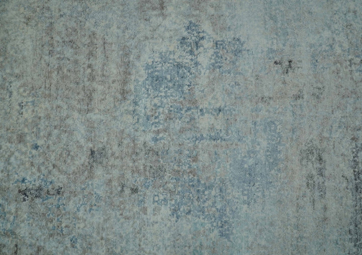 Modern Abstract Design Blue And Gray 8x10 Hand Knotted Bamboo Silk Area Rug - The Rug Decor