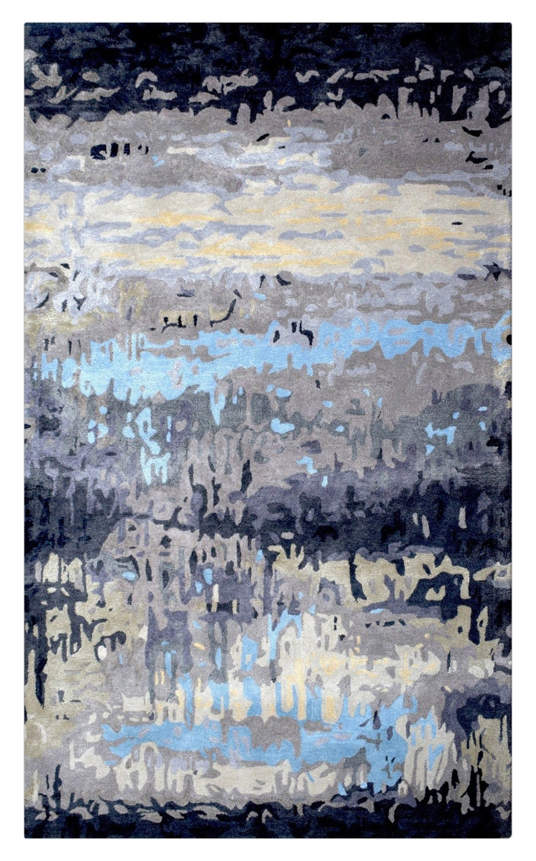 Modern Abstract Design Blue and Gray Hand Tufted Wool Area Rug - The Rug Decor