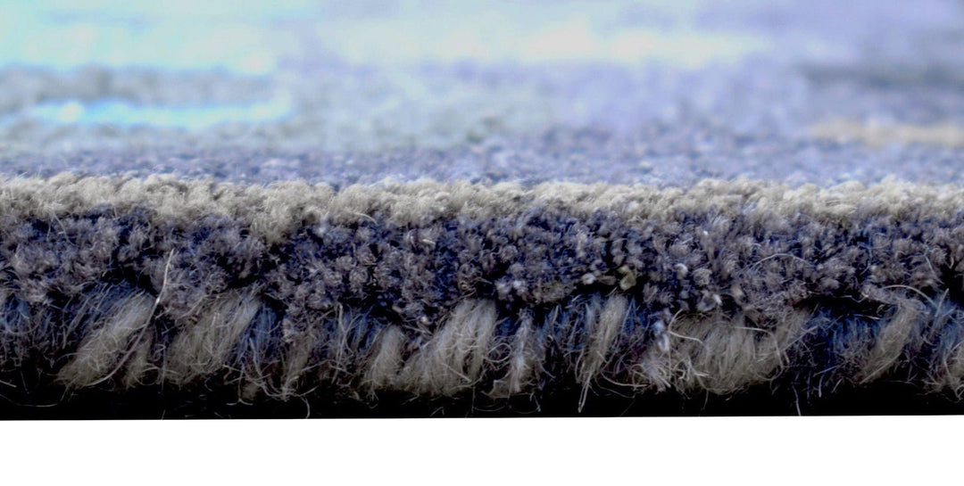 Modern Abstract Design Blue and Gray Hand Tufted Wool Area Rug - The Rug Decor