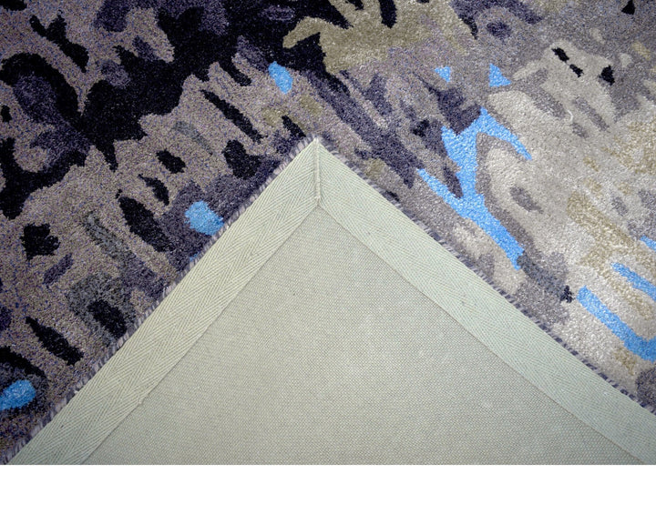 Modern Abstract Design Blue and Gray Hand Tufted Wool Area Rug - The Rug Decor