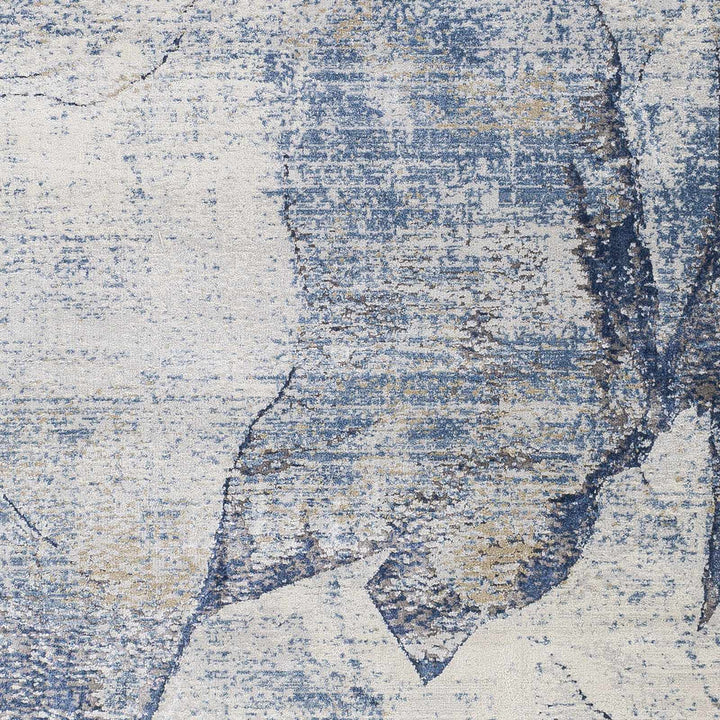 Modern Abstract Design Blue Machine Woven Rug - The Rug Decor