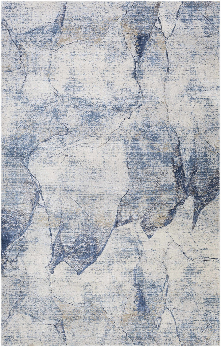 Modern Abstract Design Blue Machine Woven Rug - The Rug Decor