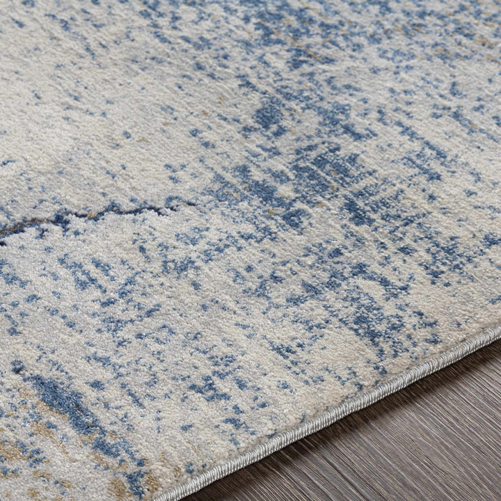 Modern Abstract Design Blue Machine Woven Rug - The Rug Decor