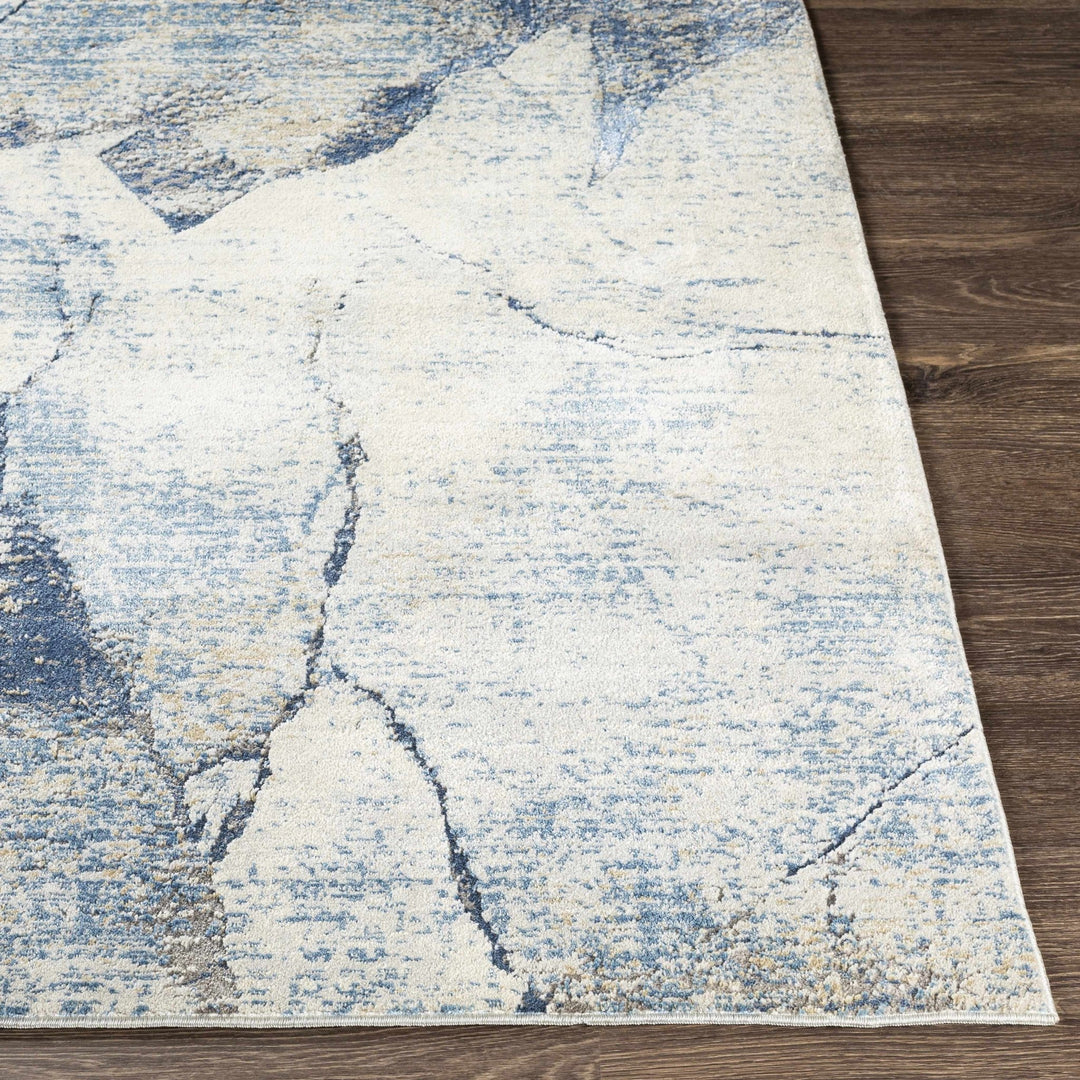 Modern Abstract Design Blue Machine Woven Rug - The Rug Decor