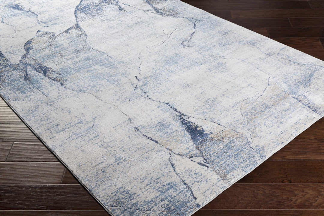 Modern Abstract Design Blue Machine Woven Rug - The Rug Decor