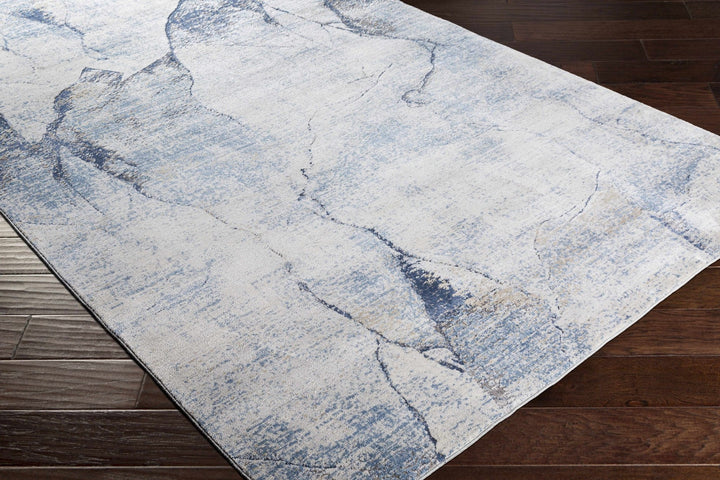 Modern Abstract Design Blue Machine Woven Rug - The Rug Decor