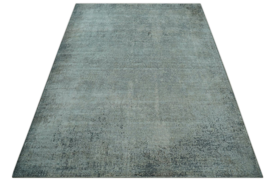 Modern Abstract Design Gray 8x10 Hand Knotted Art Silk Rug - The Rug Decor