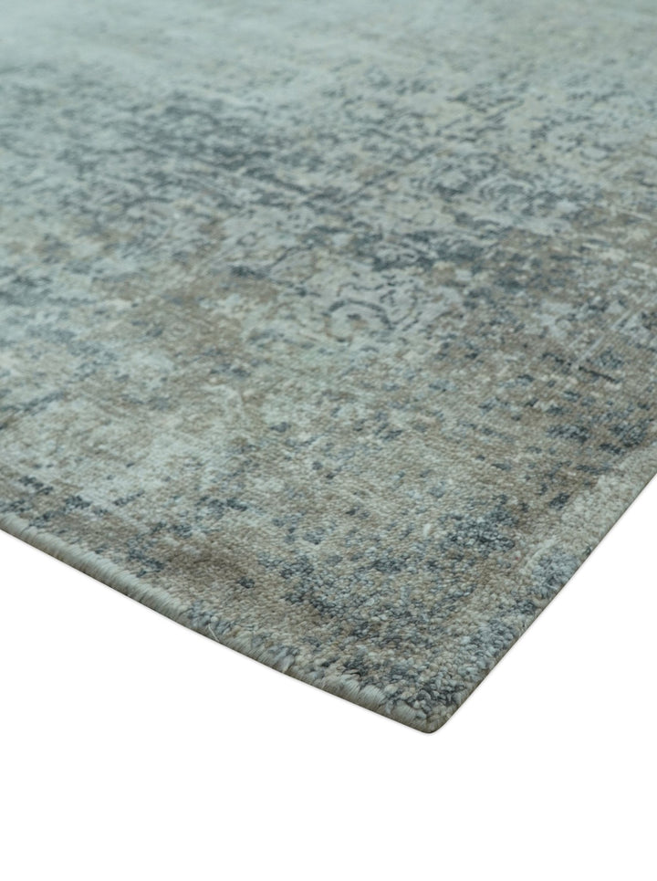 Modern Abstract Design Gray 8x10 Hand Knotted Art Silk Rug - The Rug Decor