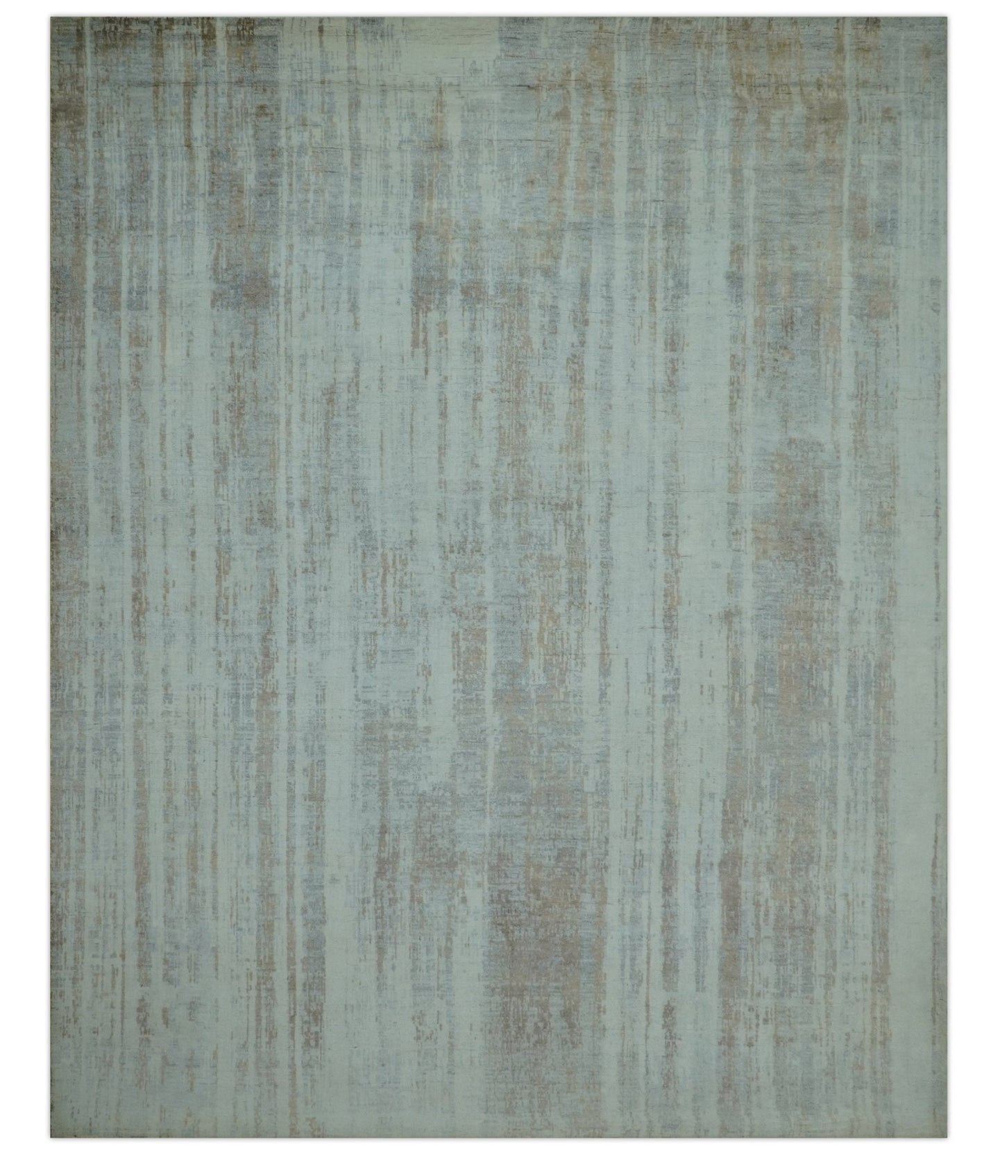 Modern Abstract Design Gray And Blue 8x10 Hand Knotted Bamboo Silk Area Rug - The Rug Decor