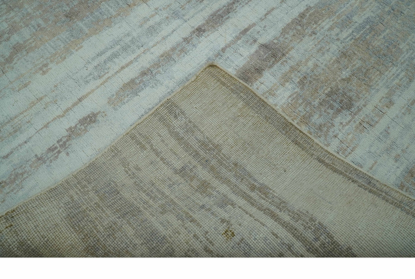 Modern Abstract Design Gray And Blue 8x10 Hand Knotted Bamboo Silk Area Rug - The Rug Decor