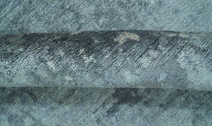 Modern Abstract Design Gray And Silver 9x11 Hand Knotted Bamboo Silk Area Rug - The Rug Decor