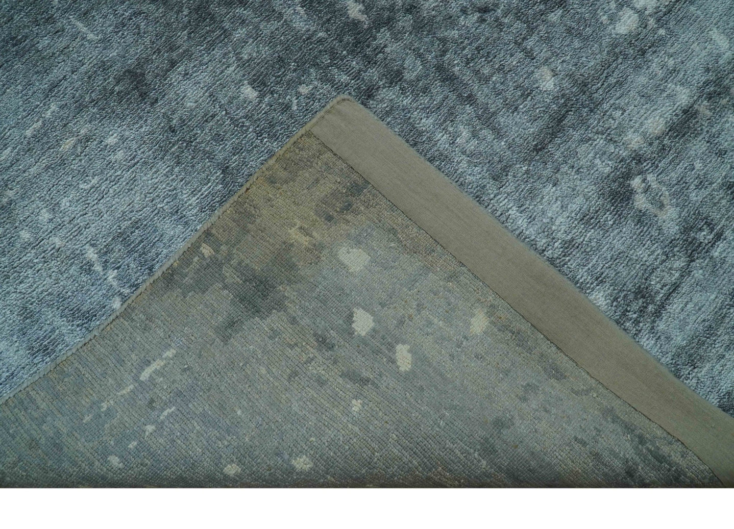 Modern Abstract Design Gray And Silver 9x11 Hand Knotted Bamboo Silk Area Rug - The Rug Decor