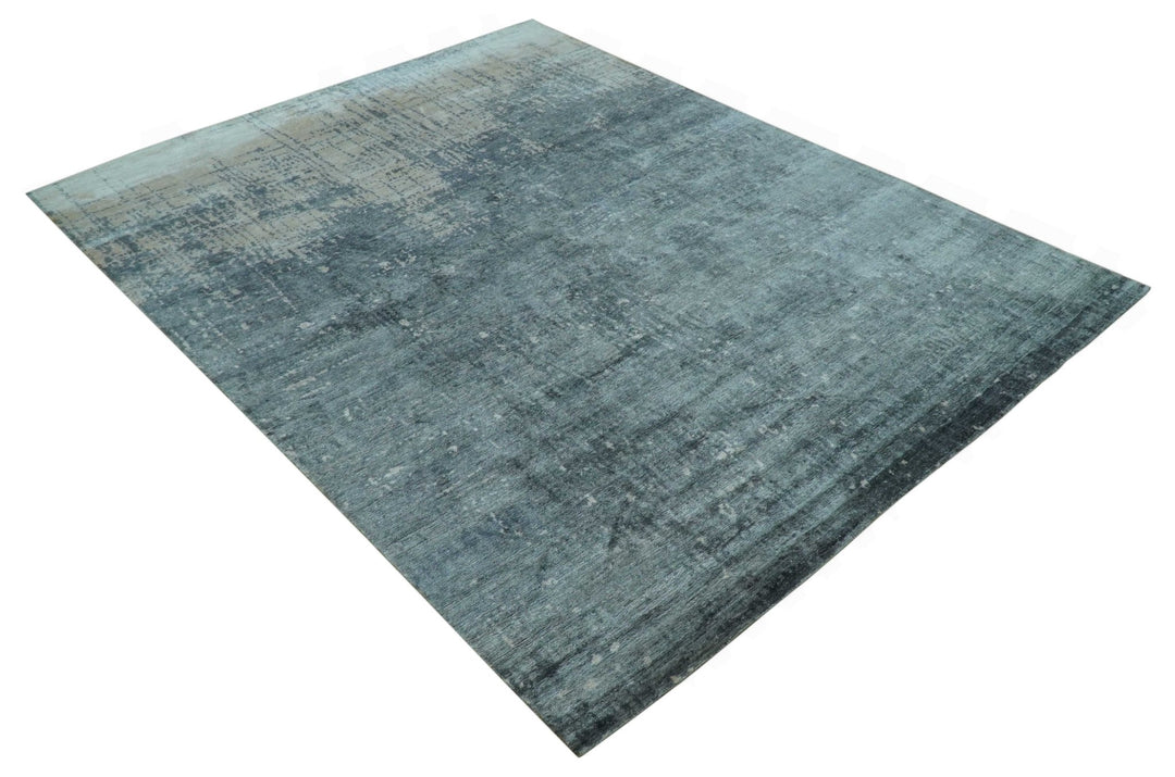 Modern Abstract Design Gray And Silver 9x11 Hand Knotted Bamboo Silk Area Rug - The Rug Decor