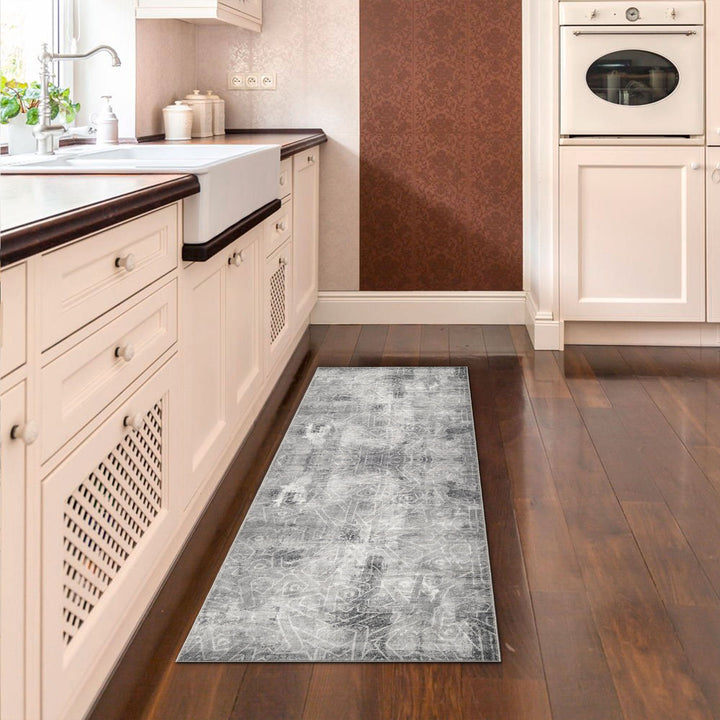 Modern Abstract Design Gray Machine Washable Cotton Rug - The Rug Decor