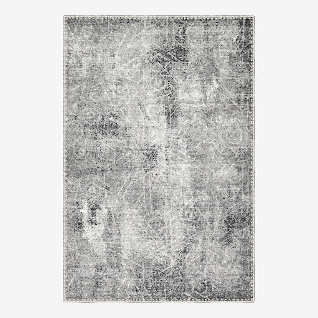 Modern Abstract Design Gray Machine Washable Cotton Rug - The Rug Decor