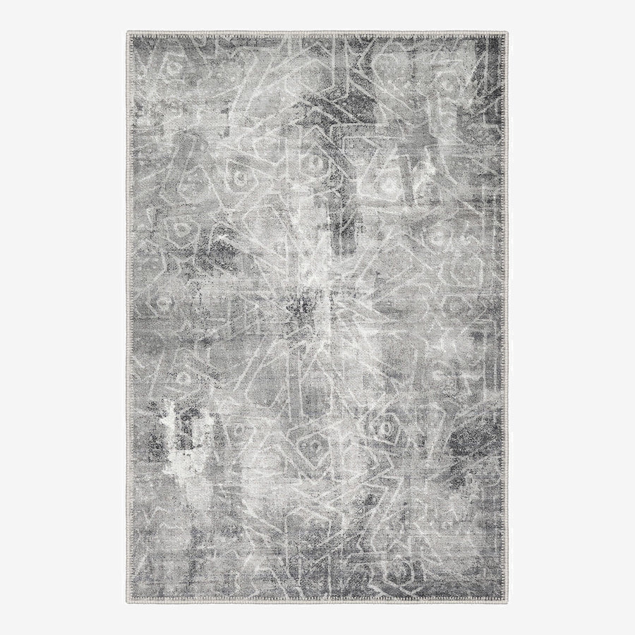 Modern Abstract Design Gray Machine Washable Cotton Rug - The Rug Decor