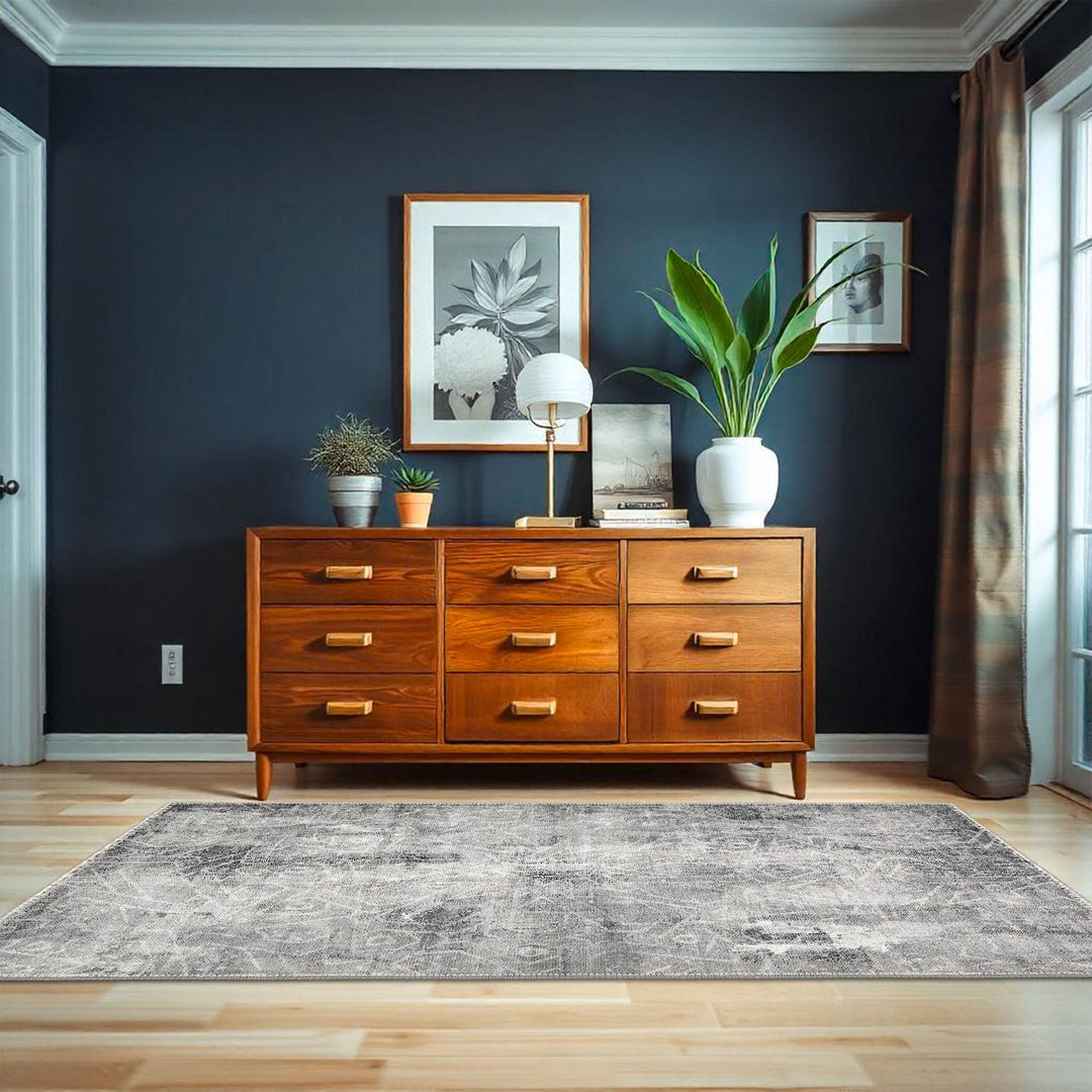 Modern Abstract Design Gray Machine Washable Cotton Rug - The Rug Decor