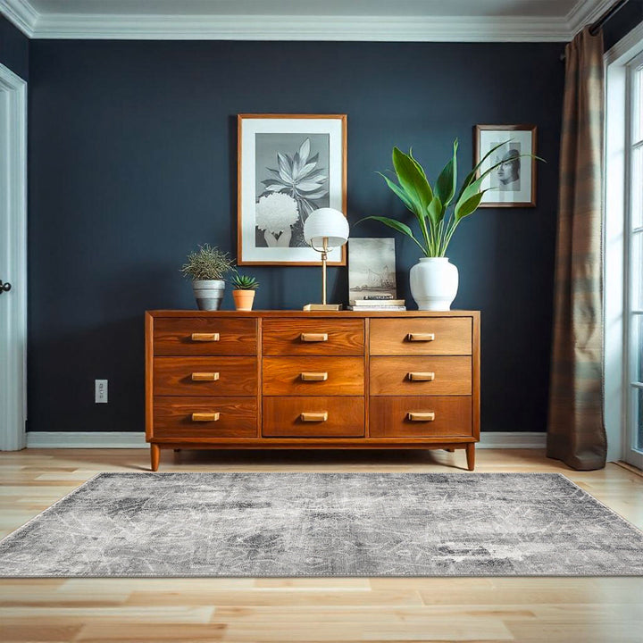 Modern Abstract Design Gray Machine Washable Cotton Rug - The Rug Decor