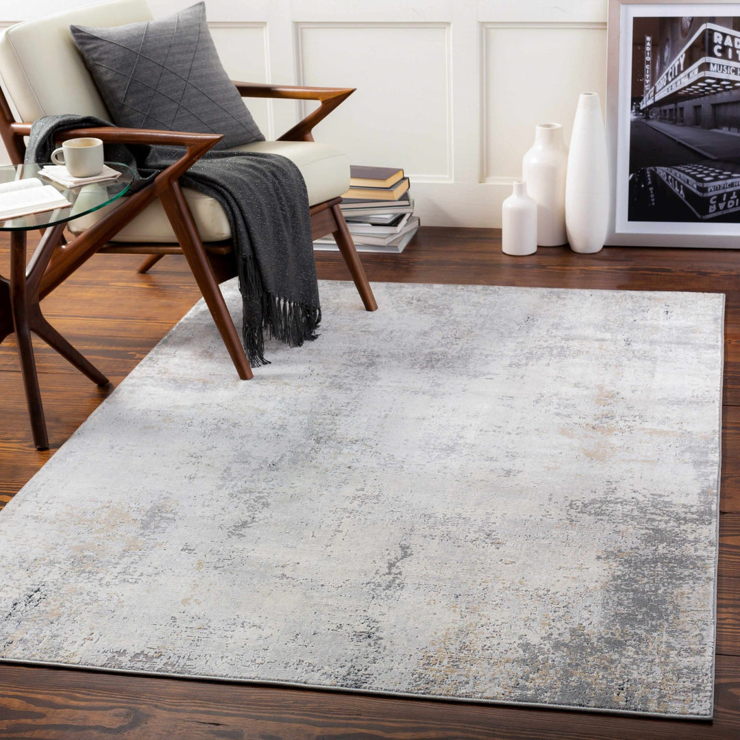 Steel Gray Abstract Rug Modern Abstract Design Gray Machine Woven Rug – The Rug Decor