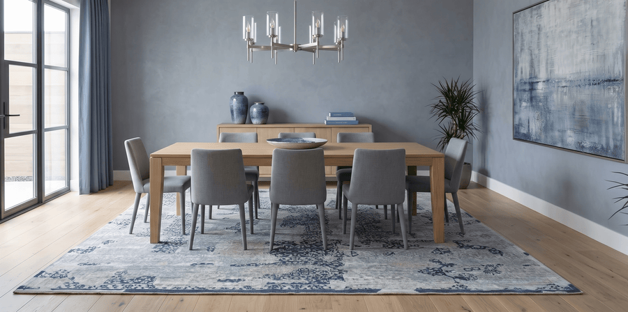 Modern Abstract Design Gray Wool And Bamboo Silk 8x10 Area Rug - The Rug Decor