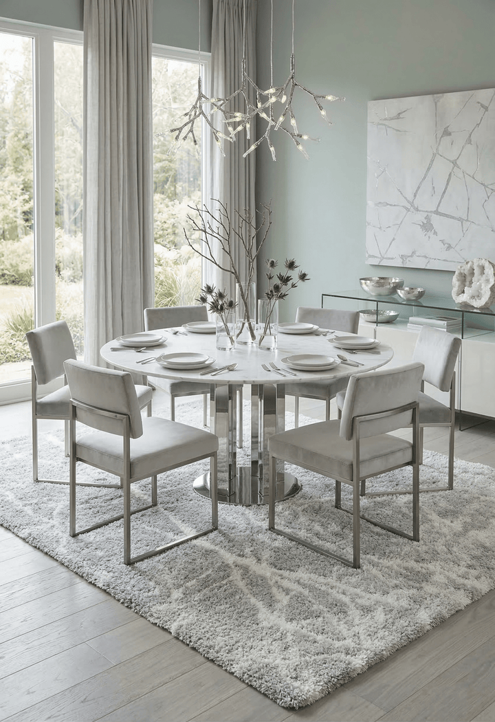 Modern Abstract Design Silver 5x7 Viscose Rug - The Rug Decor