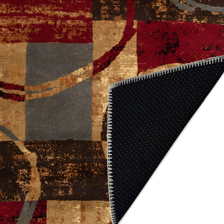 Modern Abstract Gold And brown Machine Washable Cotton Rug - The Rug Decor